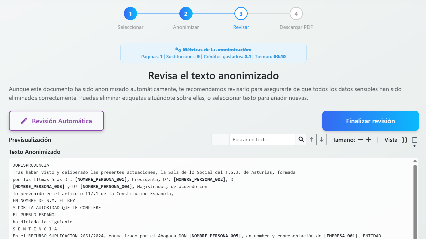 Revisa el resultado, añadiendo o quitando etiquetas según necesites (puedes apoyarte en la revisión automática por IA).